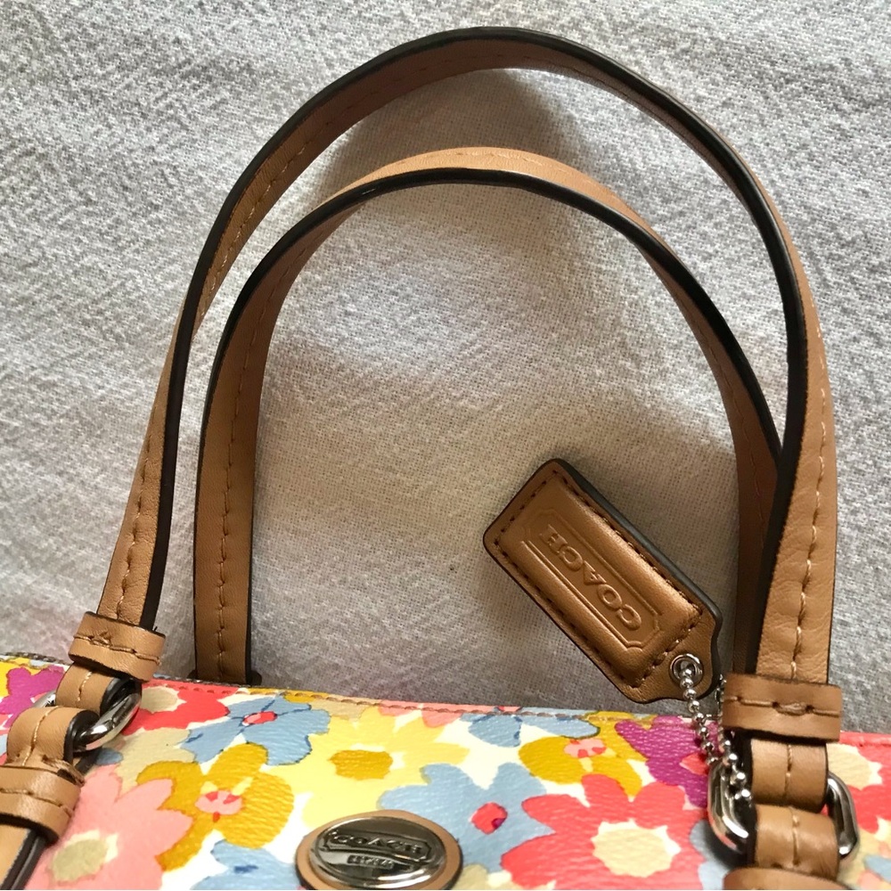 Coach Bennett Peyton Floral Mini Satchel Purse Bag Crossbody Multicolor Vintage - Picture 3 of 12